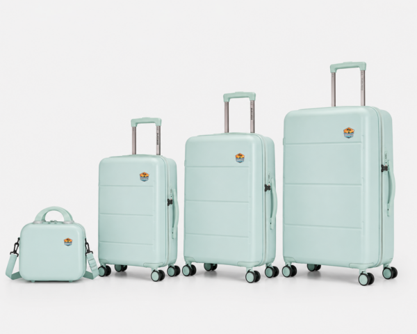 SUECASE 4-Piece Luggage Set (Mint Green) Hard Shell Trolley Bags with Vanity Case 20, 24 & 28 Inch Suitcases 360° Spinner Wheels Lightweight Travel Luggage Set