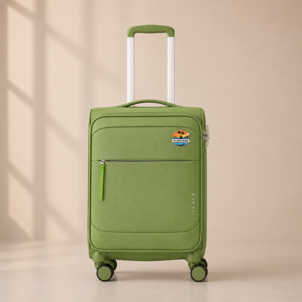 SUECASE Green Cabin Trolley Suitcase 55 cm Carry-On Luggage Durable Softshell Travel Bag