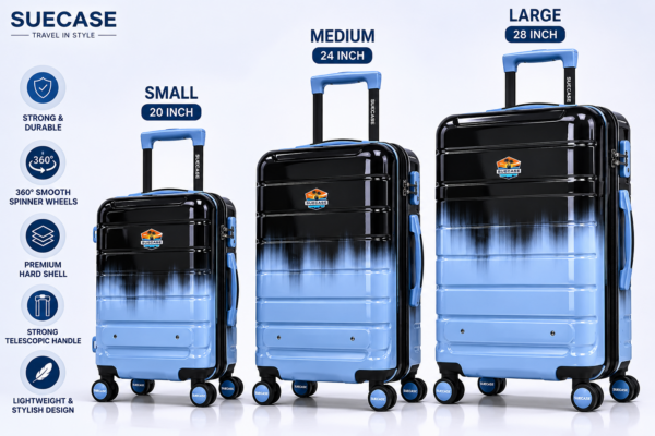 SUECASE Ocean Glide 3-Piece Hard Shell Trolley Bag Set