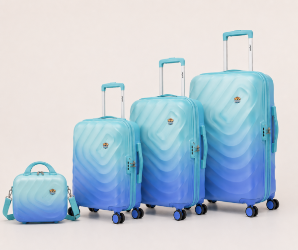 SUECASE Ocean Wave 4-Piece Luggage Collection Premium Hard Shell Travel Suitcase Set with Vanity Case