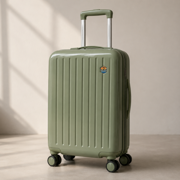 SUECASE Premium Polycarbonate Cabin Luggage 55cm 38L 360° Spinner Wheels Combination Lock Olive Green